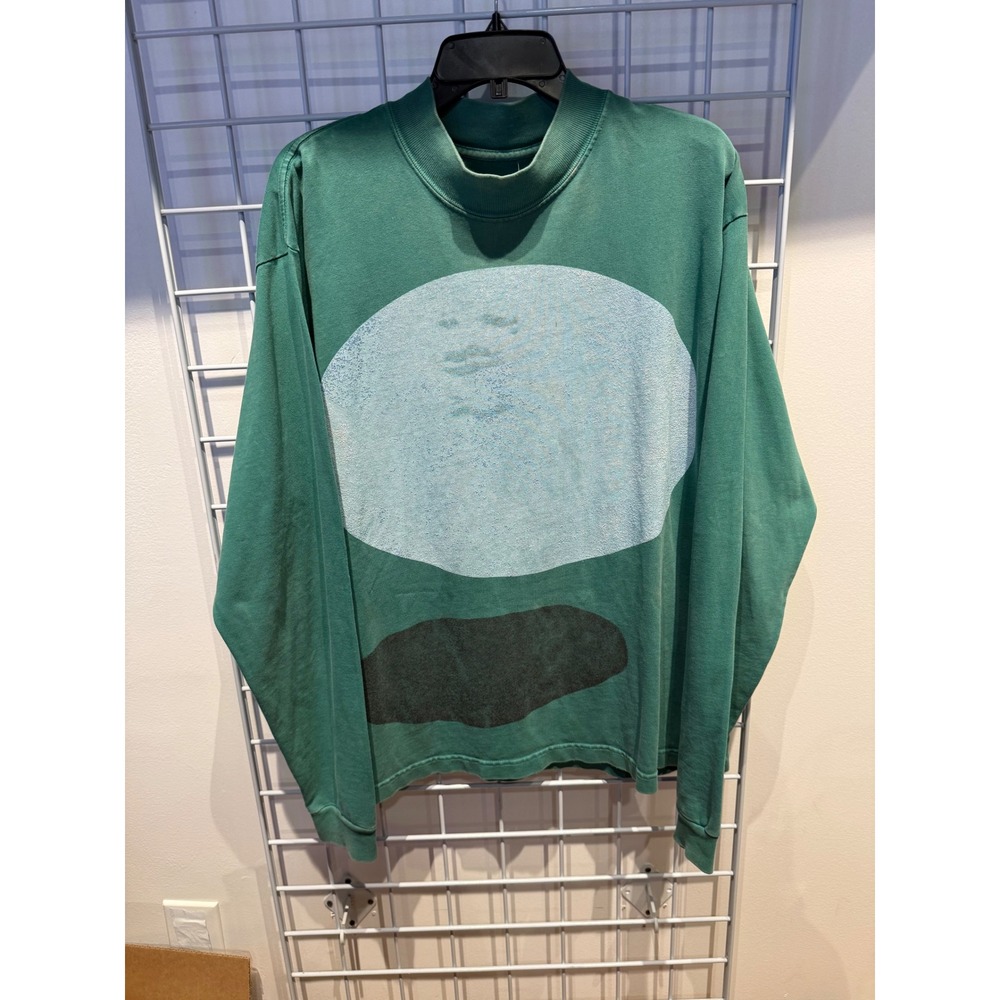 Kanye West Jesus Is King Every‎ Hour Green Long Sleeve T-Shirt Mock Neck Large